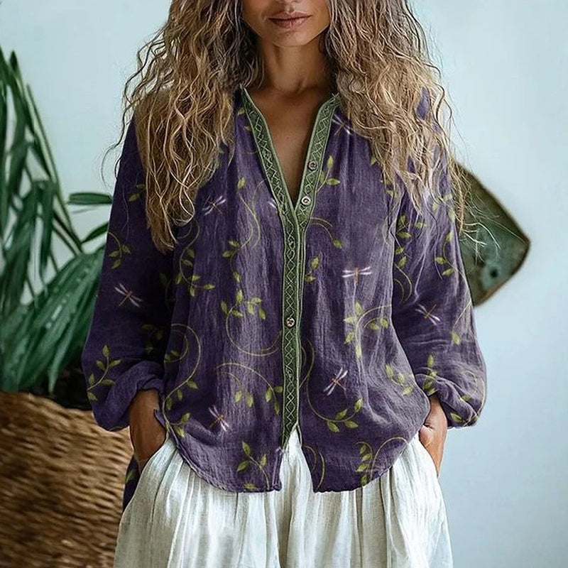 Vivienne | Vintage Leaf Print Shirt