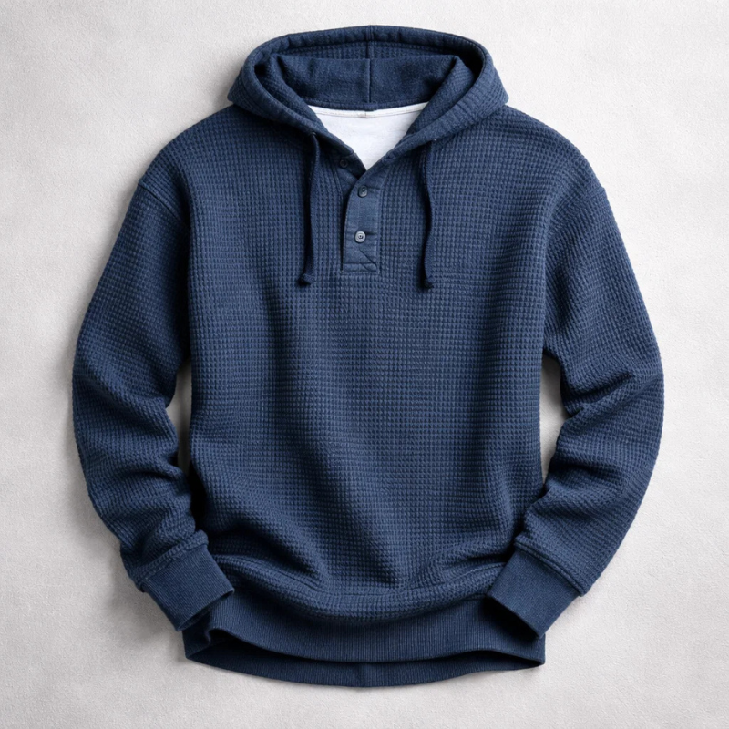 Daxton | Waffle Knit Henley Hoodie