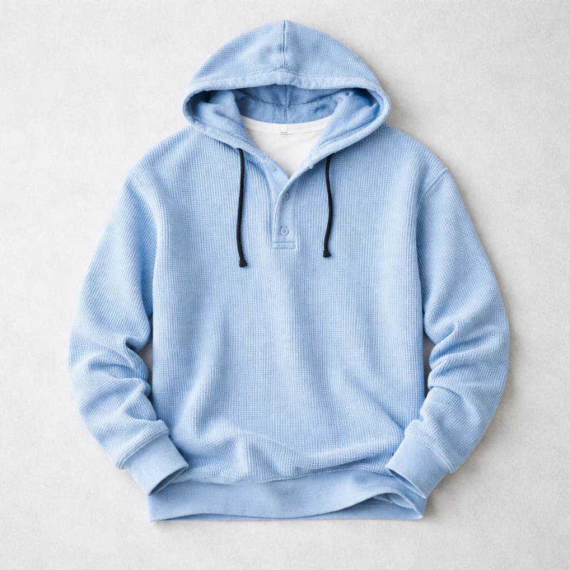 Daxton | Waffle Knit Henley Hoodie