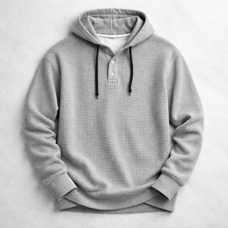 Daxton | Waffle Knit Henley Hoodie