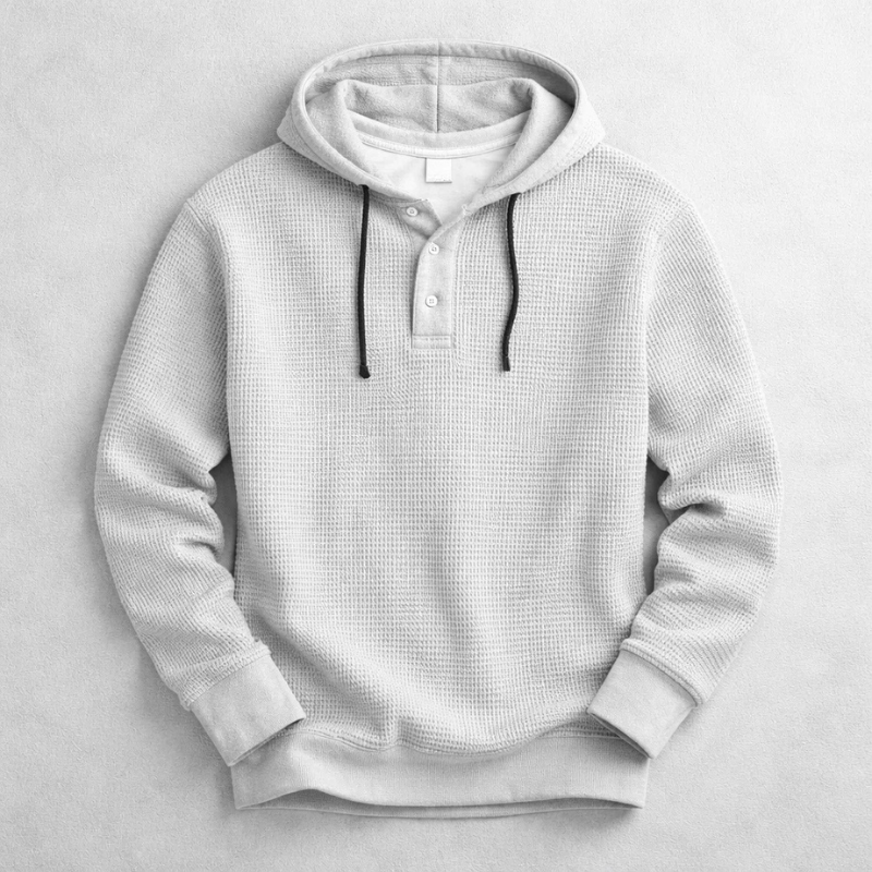Daxton | Waffle Knit Henley Hoodie