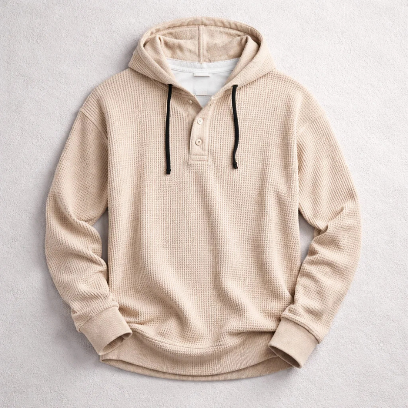 Daxton | Waffle Knit Henley Hoodie