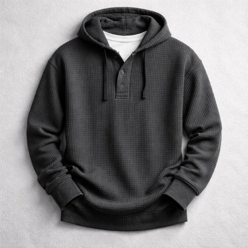 Daxton | Waffle Knit Henley Hoodie