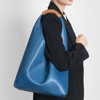Sienna Slouchy Leather Top Handle Bag with Rattan Handle
