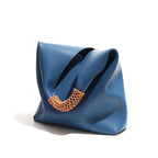 Sienna Slouchy Leather Top Handle Bag with Rattan Handle