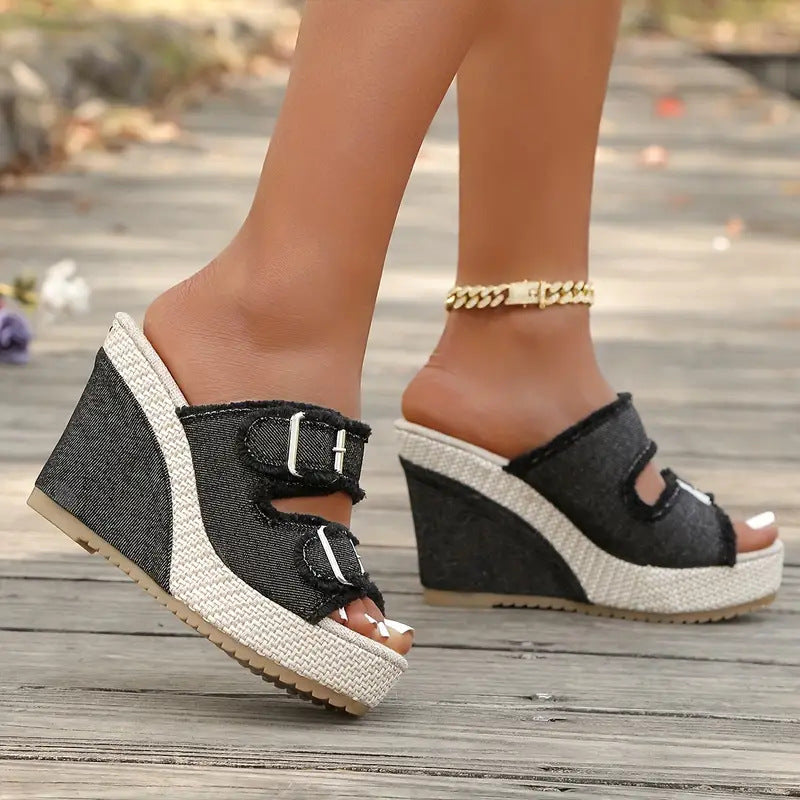 Riviera Denim Wedge