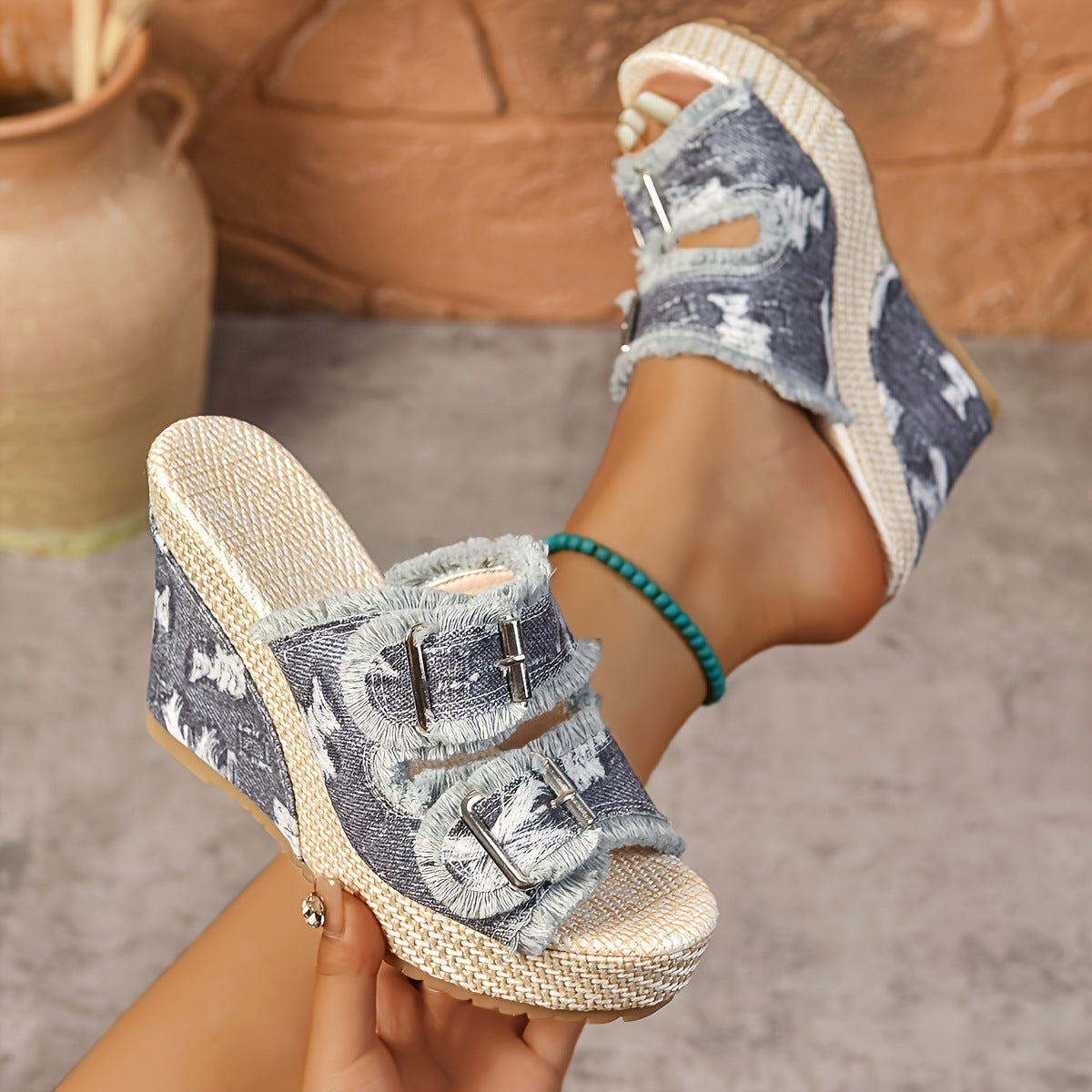 Riviera Denim Wedge