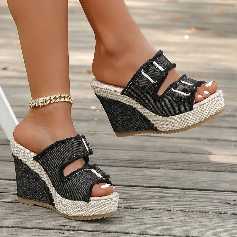 Riviera Denim Wedge