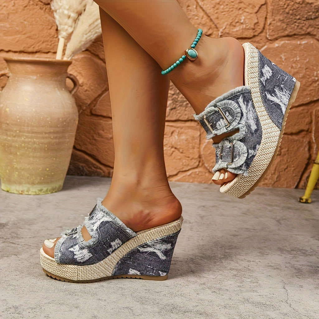 Riviera Denim Wedge