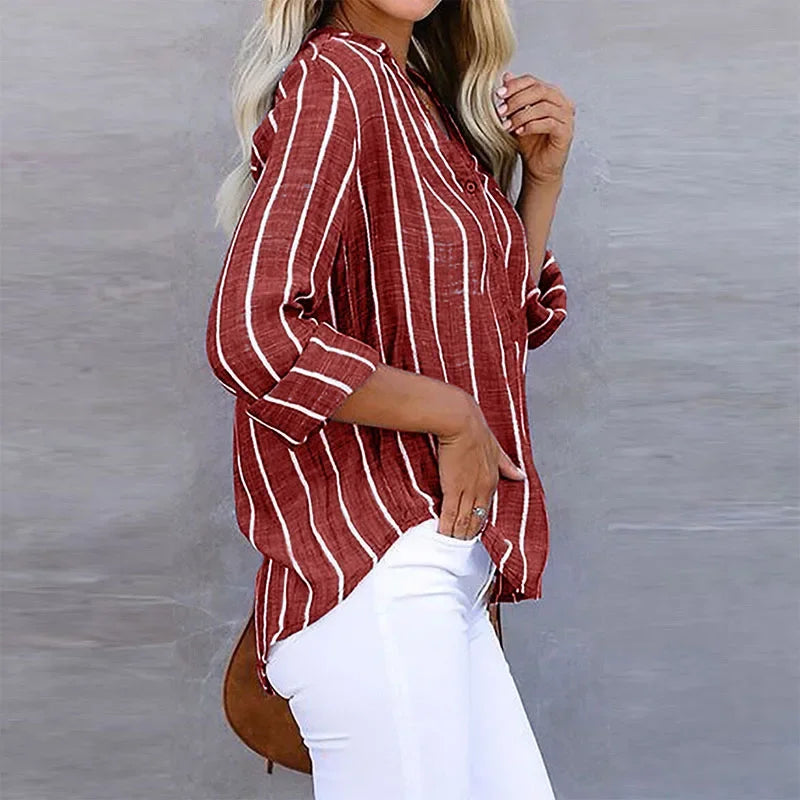 Marlowe Striped V-Neck Shirt