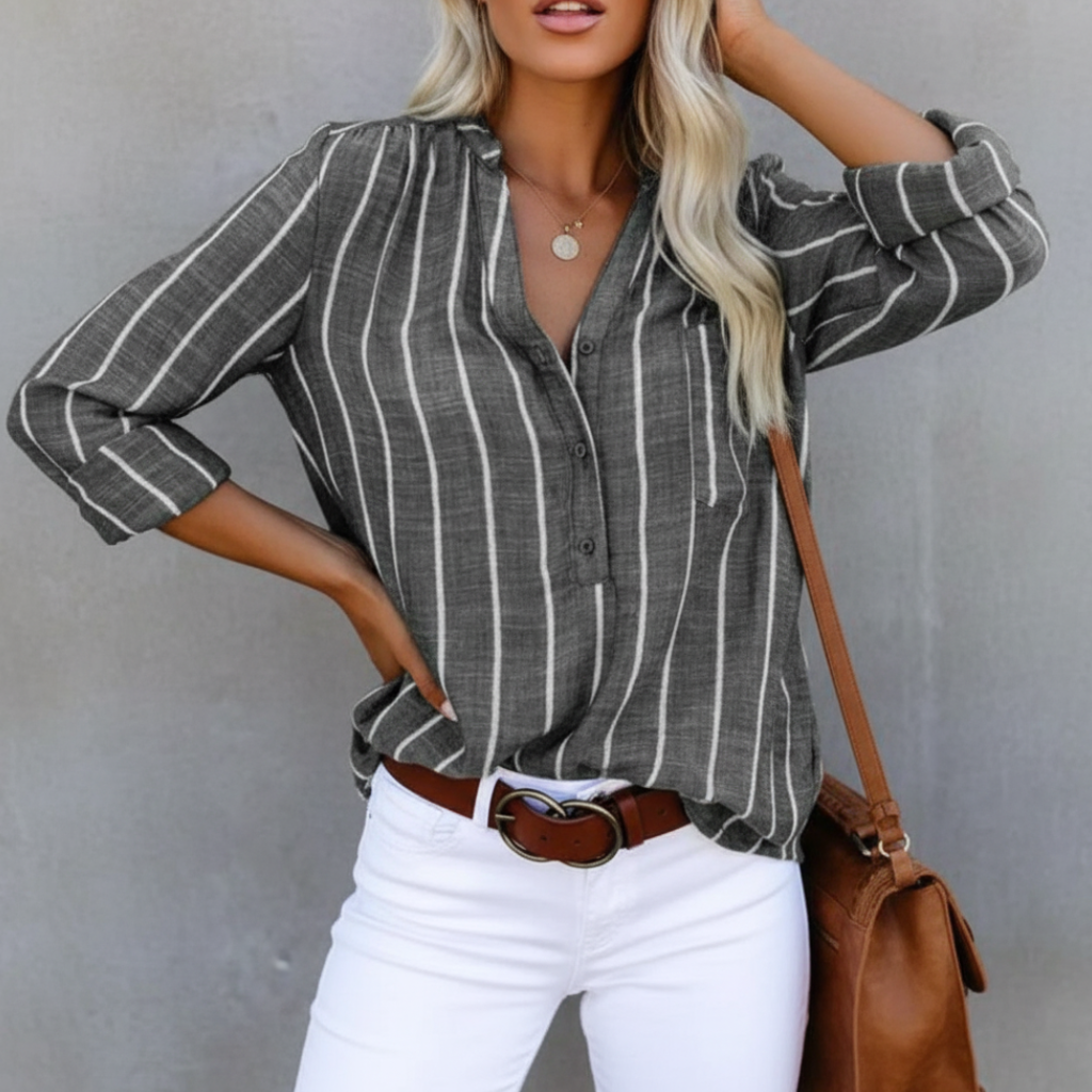 Marlowe Striped V-Neck Shirt